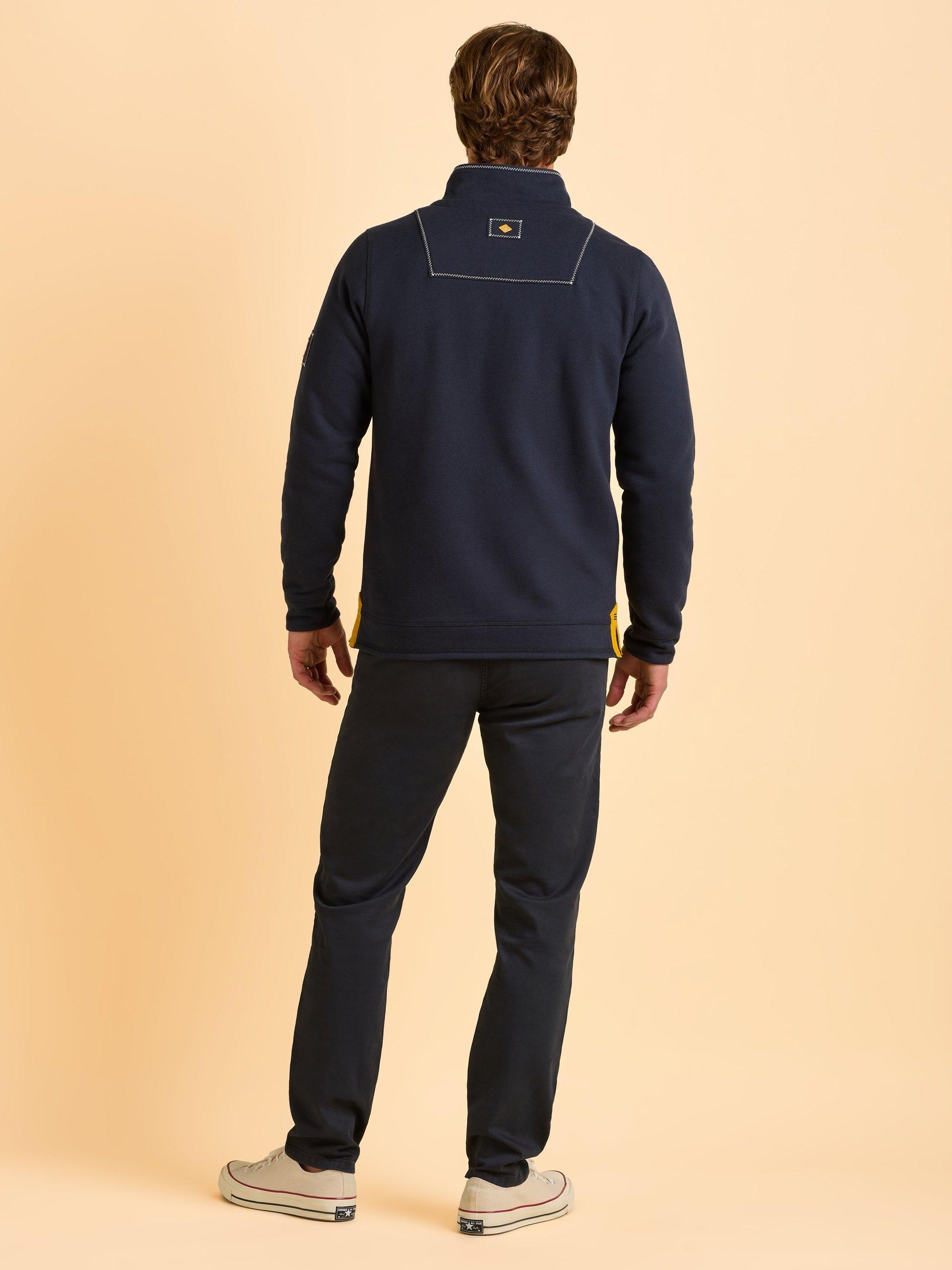 Product image 2 of 7, which shows Brakeburn Abbotsbury Quarter-Zip Jumper, Blue, S