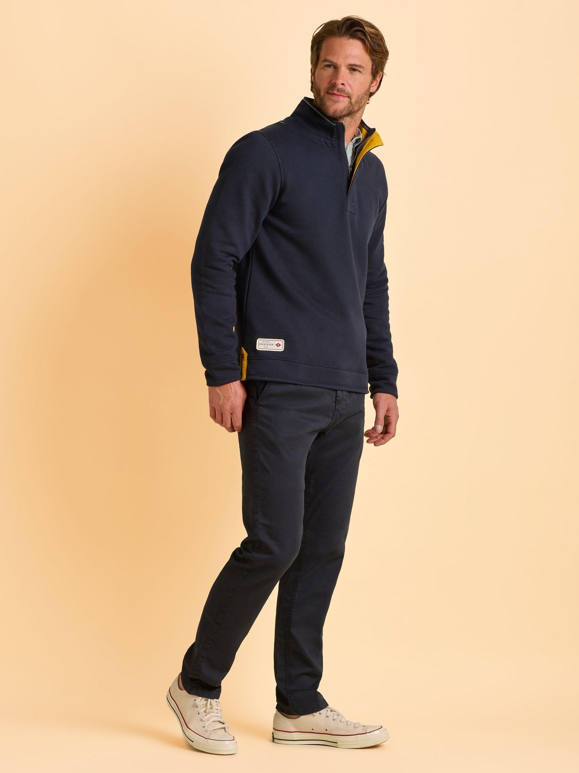 Product image 3 of 7, which shows Brakeburn Abbotsbury Quarter-Zip Jumper, Blue, S