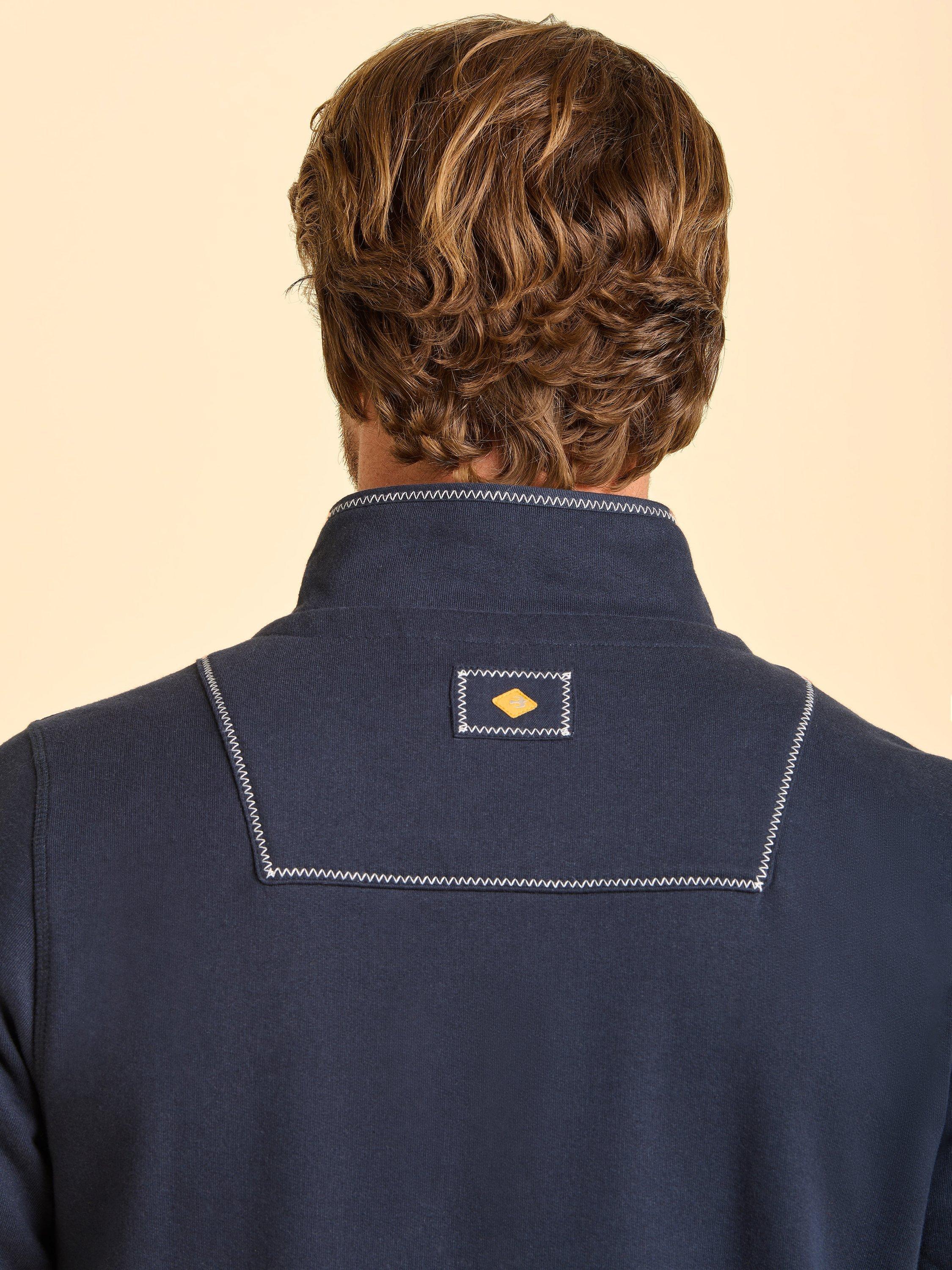 Product image 6 of 7, which shows Brakeburn Abbotsbury Quarter-Zip Jumper, Blue, S