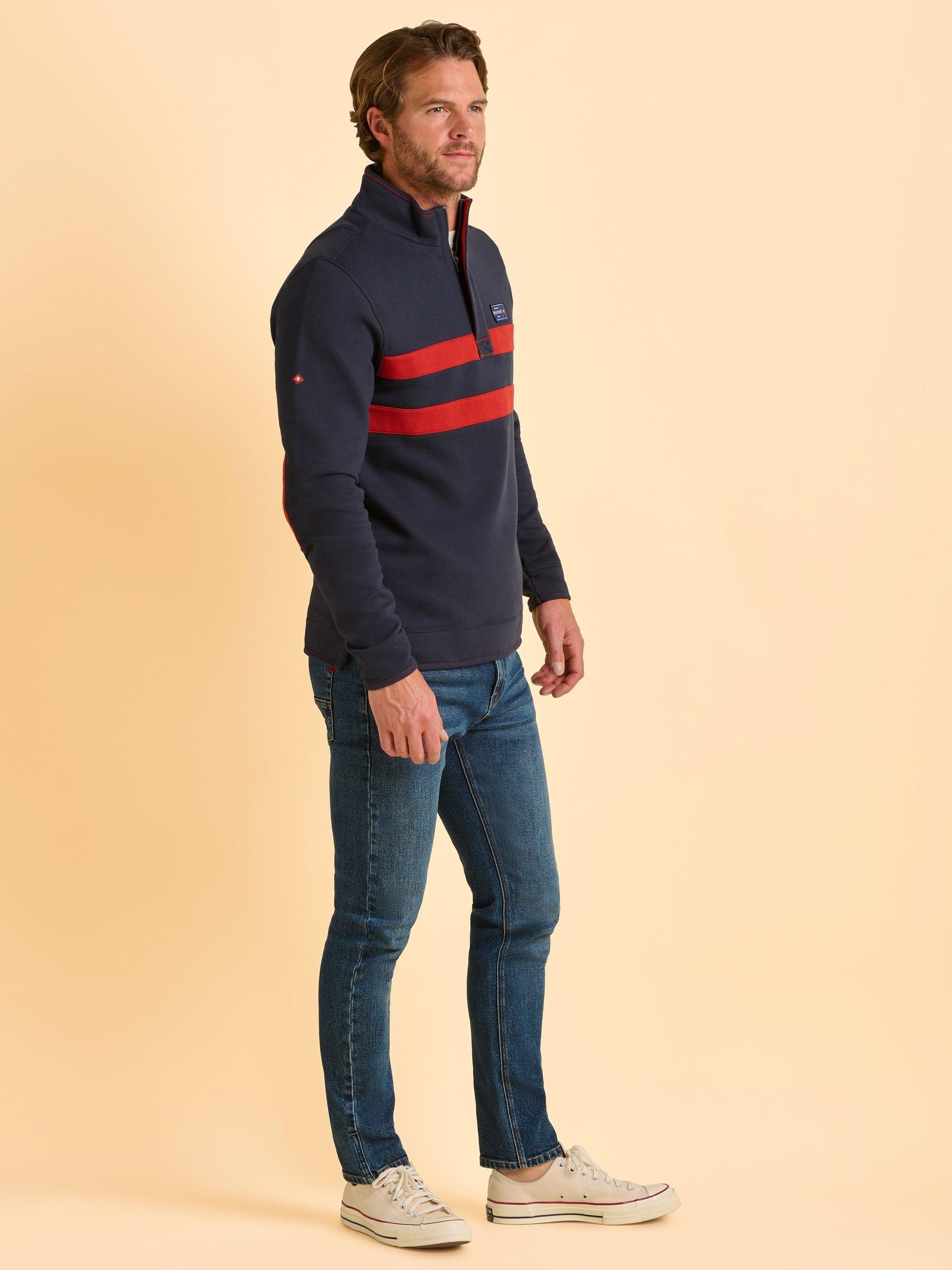 Product image 4 of 7, which shows Brakeburn Alum Quarter Zip Short Sleeve Top, Blue, S