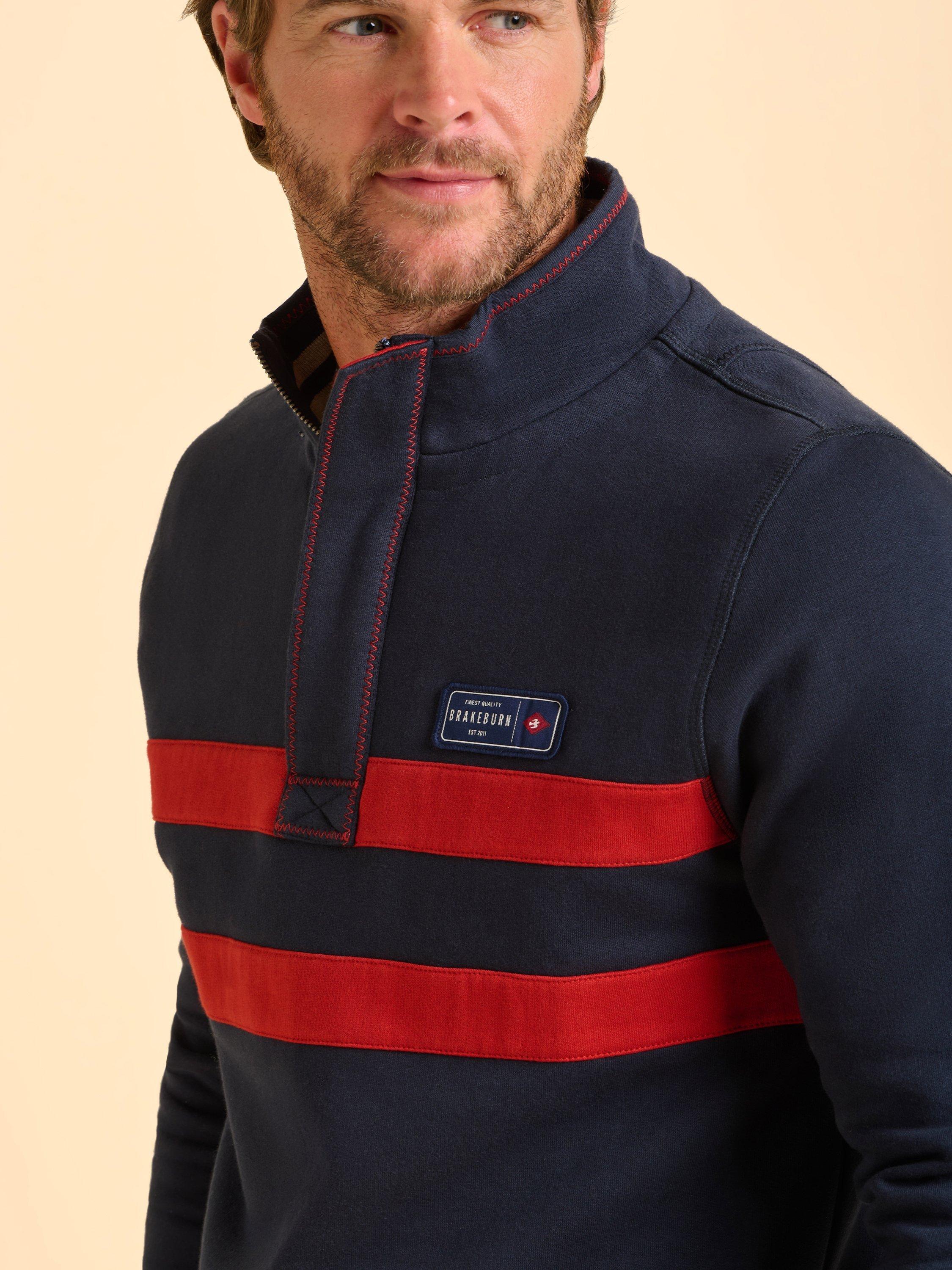 Product image 5 of 7, which shows Brakeburn Alum Quarter Zip Short Sleeve Top, Blue, S