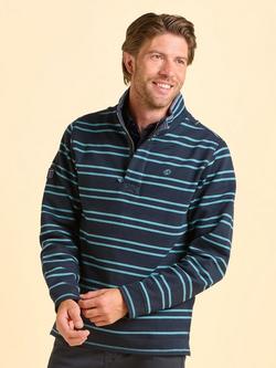 Brakeburn Mudeford Quarter Zip Striped Sweatshirt, Blue, Blue