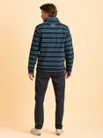 Brakeburn Mudeford Quarter Zip Striped Sweatshirt, Blue