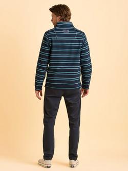 Brakeburn Mudeford Quarter Zip Striped Sweatshirt, Blue - view 2, Blue
