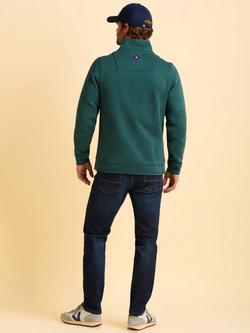 Brakeburn Southbourne Cotton Blend Quarter Zip Jersey Top, Green - view 2, Green