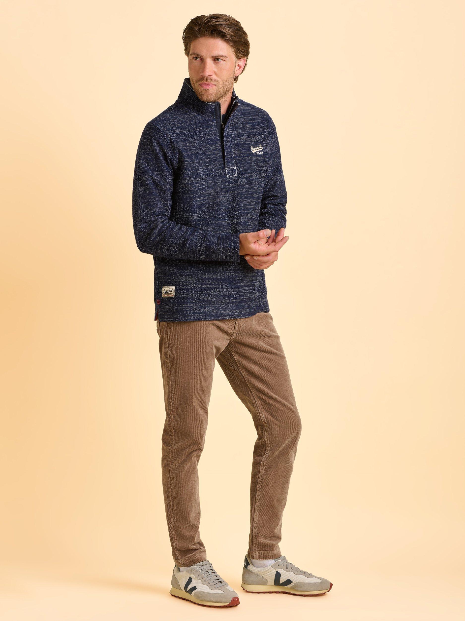 Product image 3 of 6, which shows Brakeburn Weymouth Quarter Zip Sweatshirt, Blue, S