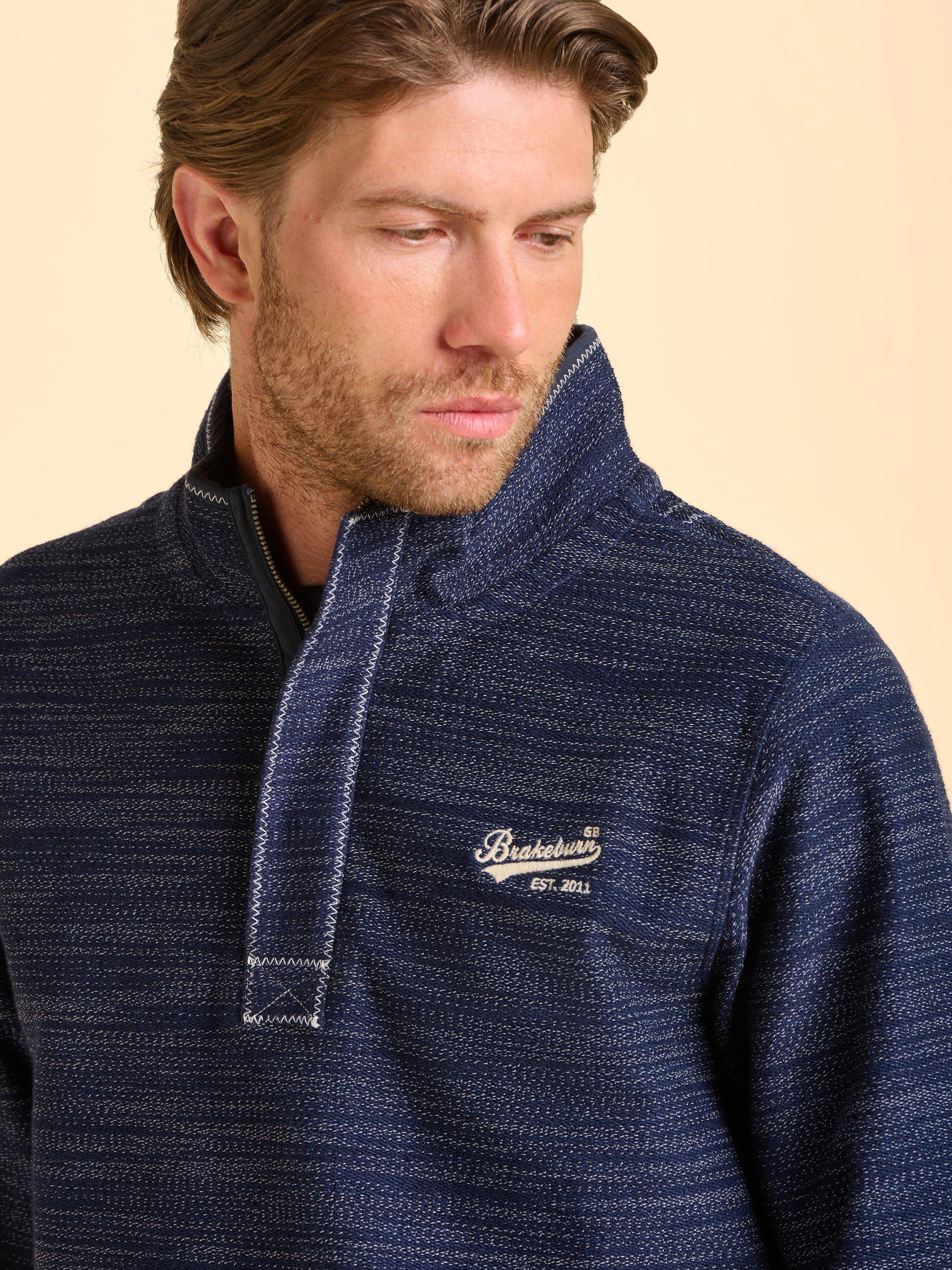 Product image 4 of 6, which shows Brakeburn Weymouth Quarter Zip Sweatshirt, Blue, S