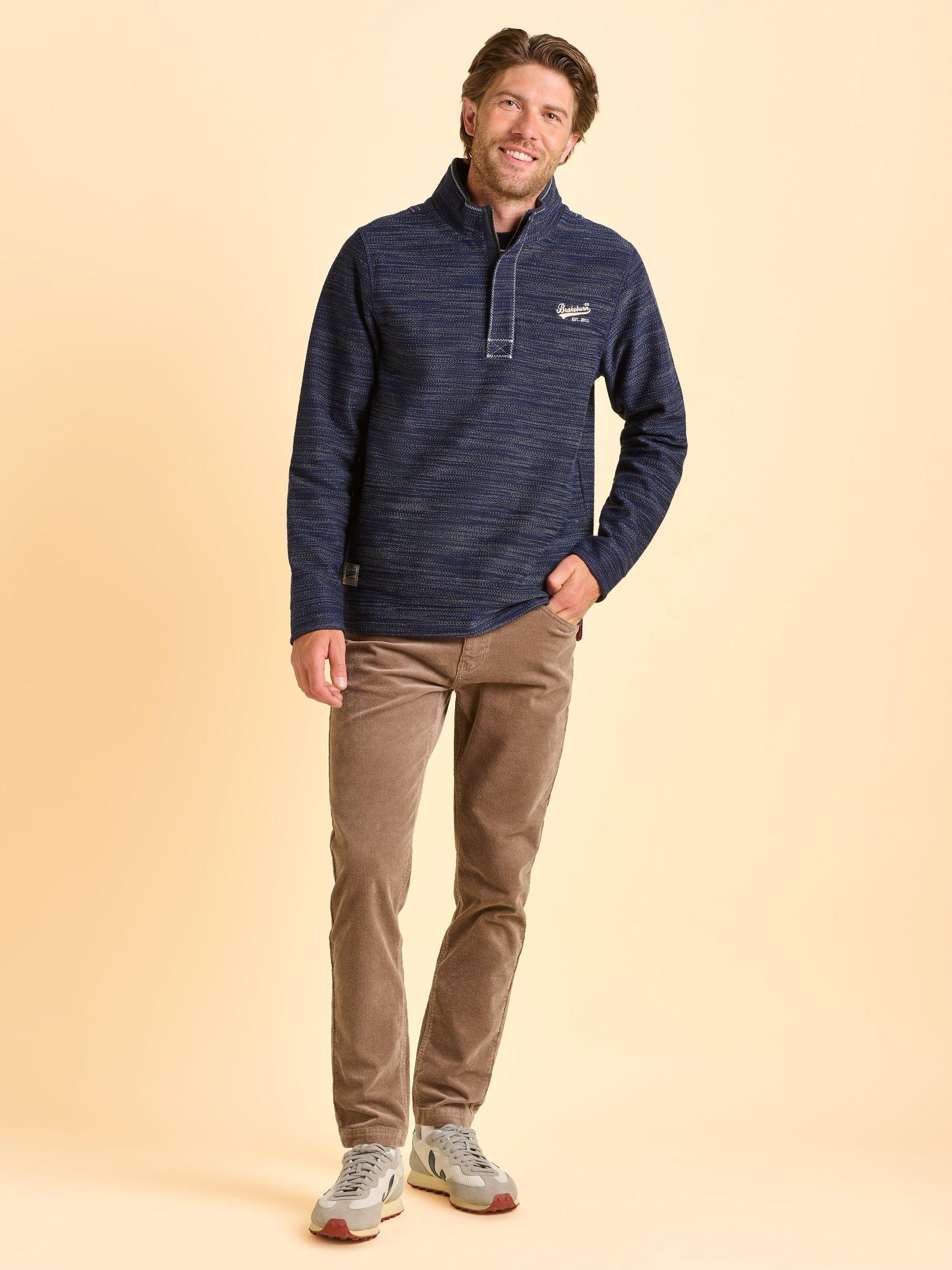 Product image 6 of 6, which shows Brakeburn Weymouth Quarter Zip Sweatshirt, Blue, S
