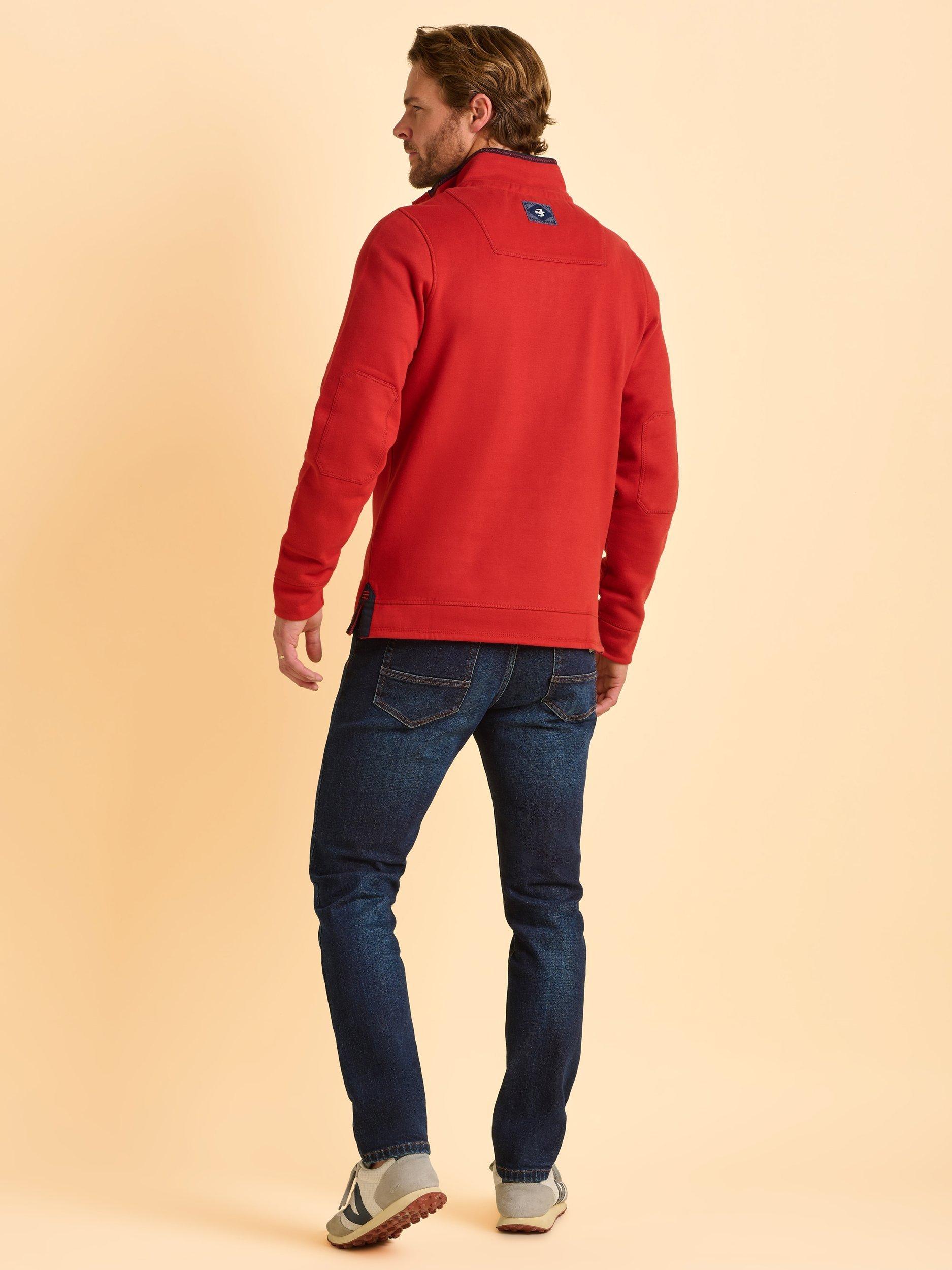 Product image 3 of 5, which shows Brakeburn Worbarrow Quarter Zip Sweatshirt, Red, S
