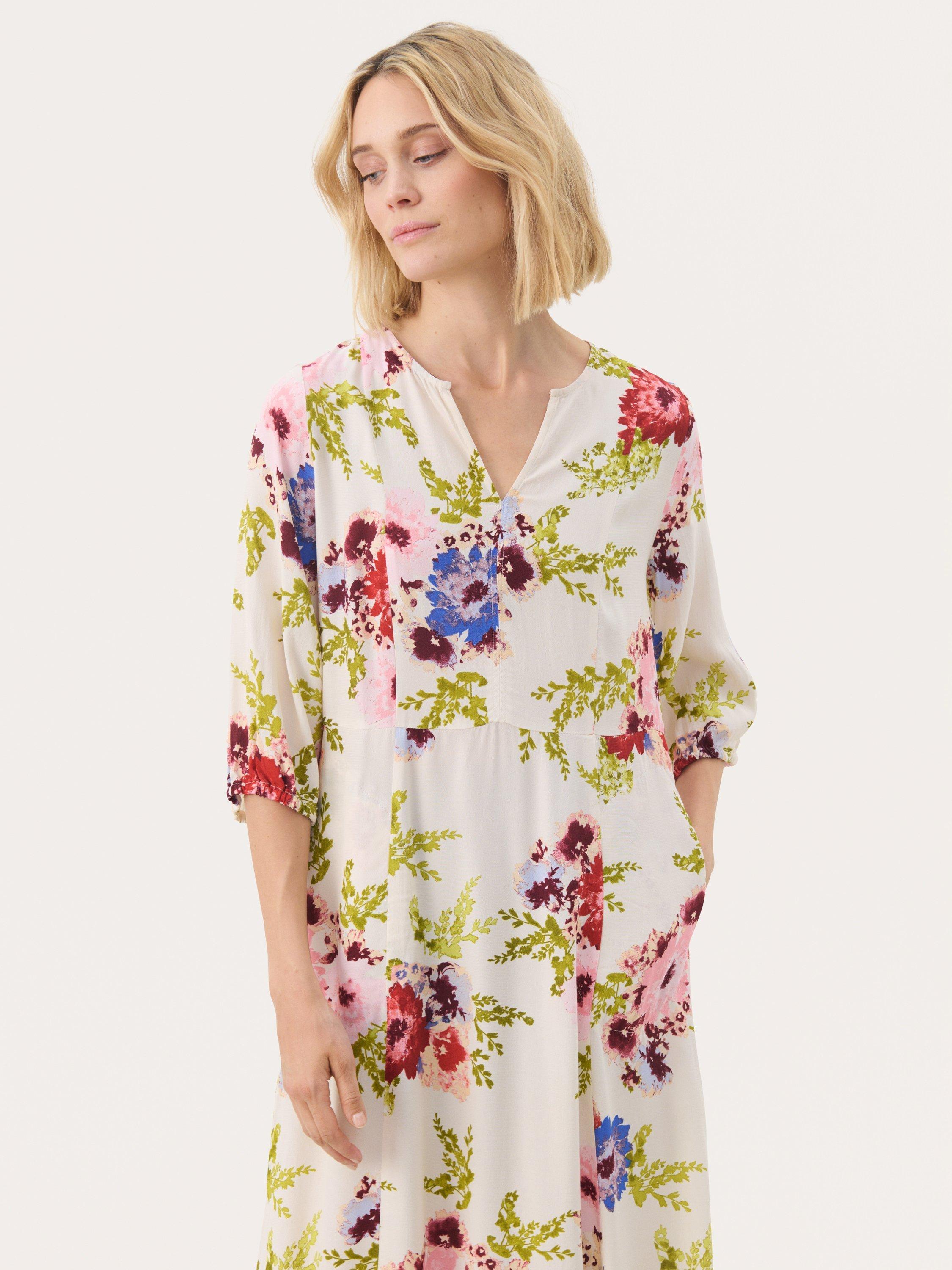 Product image 3 of 6, which shows Part Two Titta Floral Midi Dress, Multi, 8