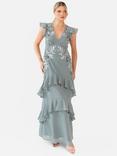 Maya Deluxe V-Neck Embellished Maxi Dress, Misty Green