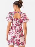 Maya Deluxe Floral Puff Sleeve Mini Dress, Pink Floral