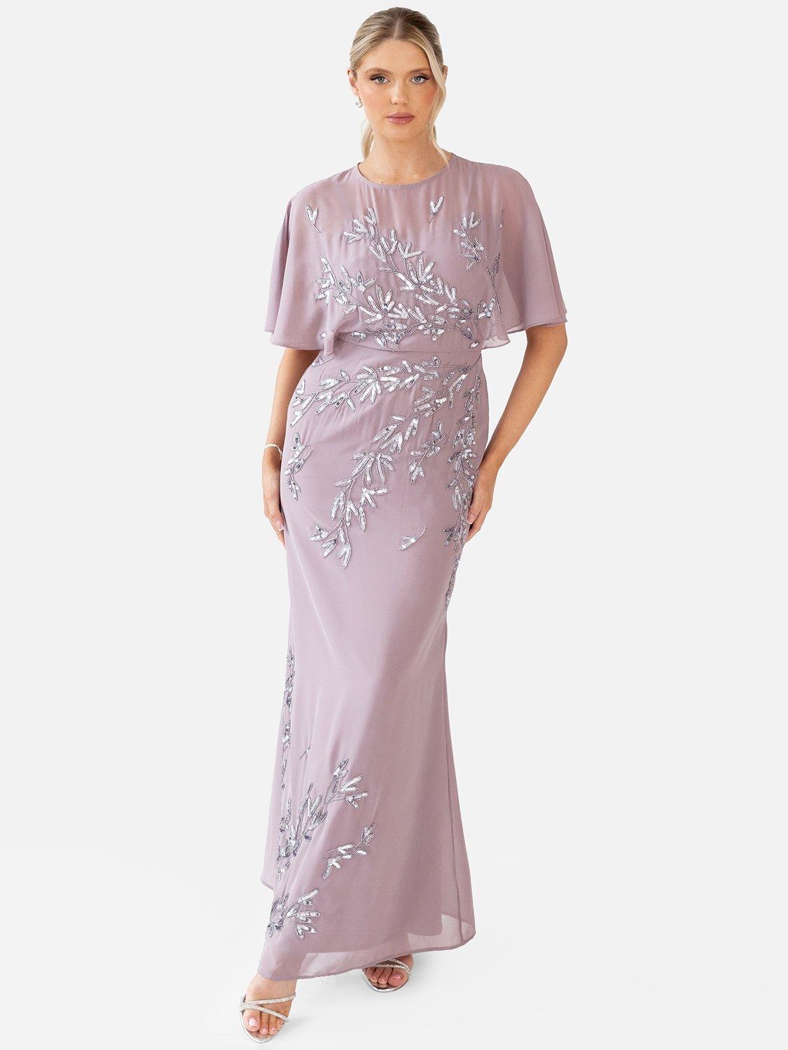 Maya Moody Lilac Stripe Embellished Maxi Dress With Sash Belt main image 0