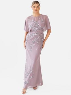 Maya Deluxe Embellished Floral Maxi Dress, Moody Lilac, Moody Lilac