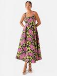 Maya Deluxe Floral Sleeveless Midaxi Dress, Black Pink Floral