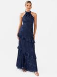 Maya Deluxe Floral Halterneck Maxi Dress, Navy