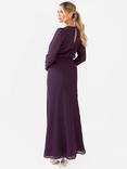 Maya Deluxe Embroidered Long Sleeve Maxi Dress, Berry