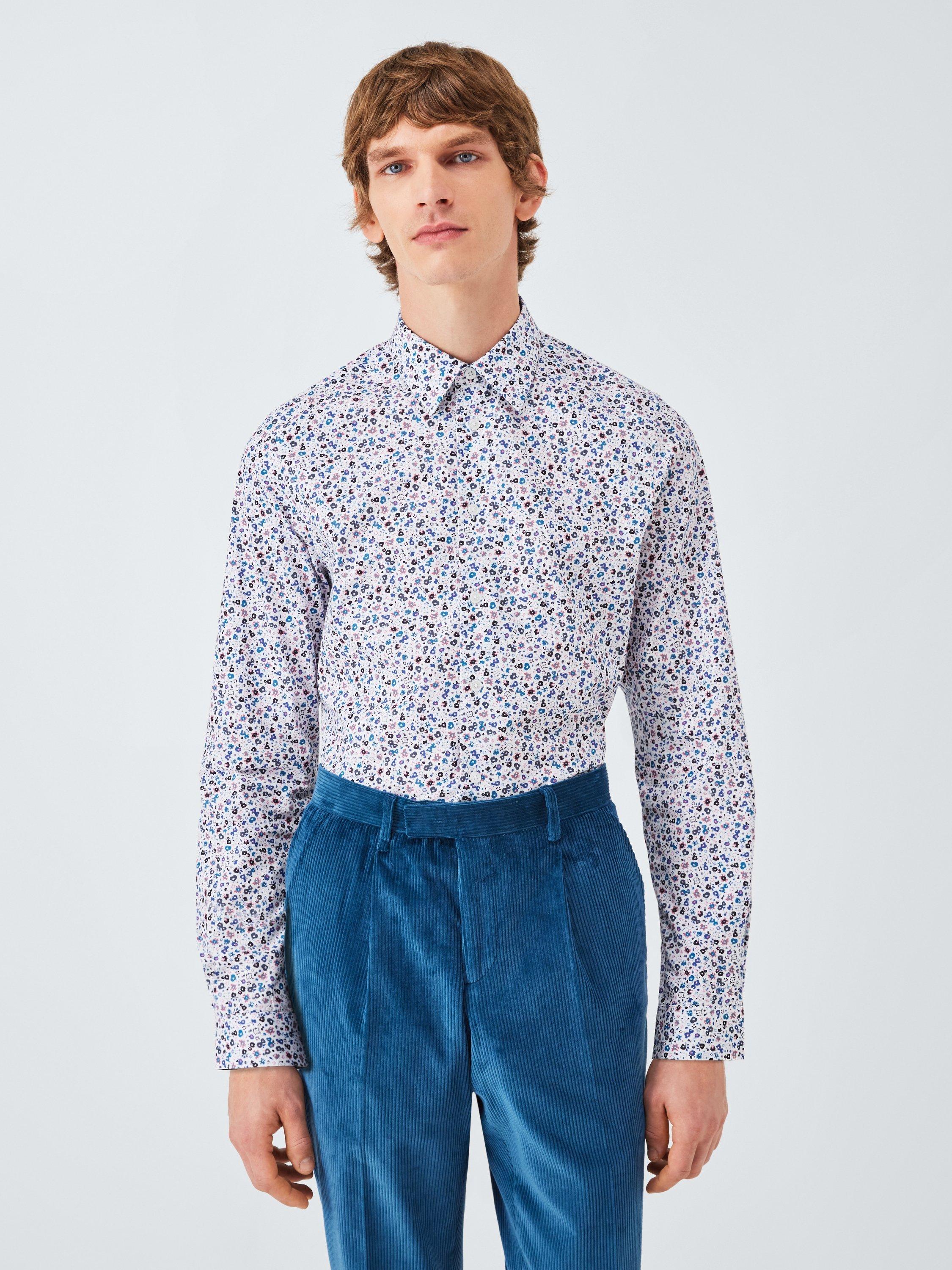 Paul Smith Cotton Blend Polka Dot Poplin Long Sleeve Collar Shirt - Main Image