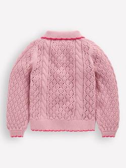 Mini Boden Kids' Cotton Embroidered Cardigan, Vintage Pink - view 2, Vintage Pink