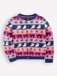 Mini Boden Kids' Edie Wool Blend Cardigan, Pink Halloween