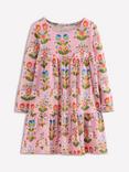 Mini Boden Kids' Ariel Cotton Twirly Dress, Vintage Pink Pansy