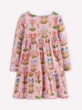 Mini Boden Kids' Ariel Cotton Twirly Dress, Vintage Pink Pansy