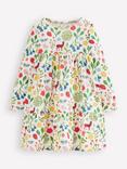 Mini Boden Kids' Ariel Cotton Twirly Dress, Ivory Woodland Walk