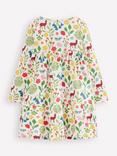 Mini Boden Kids' Ariel Cotton Twirly Dress, Ivory Woodland Walk