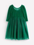 Mini Boden Kids' Velour Tulle Applique Dress, Green Halloween