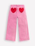 Mini Boden Kids' Velour Heart Pocket Joggers, Formica Pink