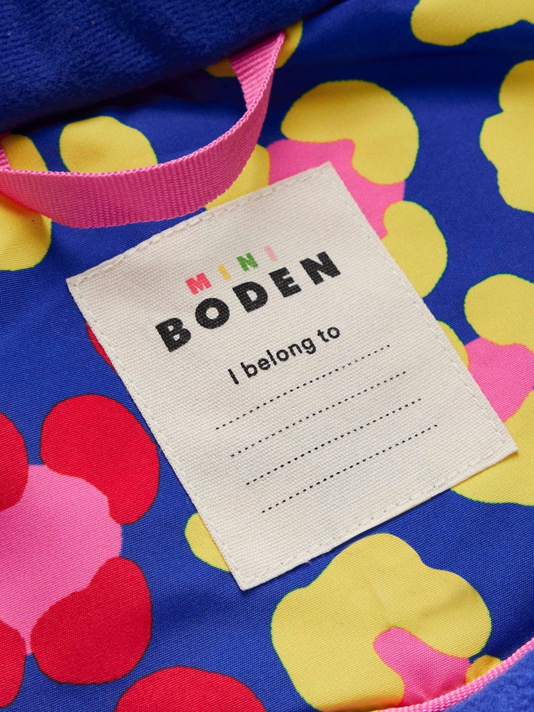 Product image 4 of 5, which shows Mini Boden Kids' Hooded Waterproof Coat, Multi Leopard, 11-12 years