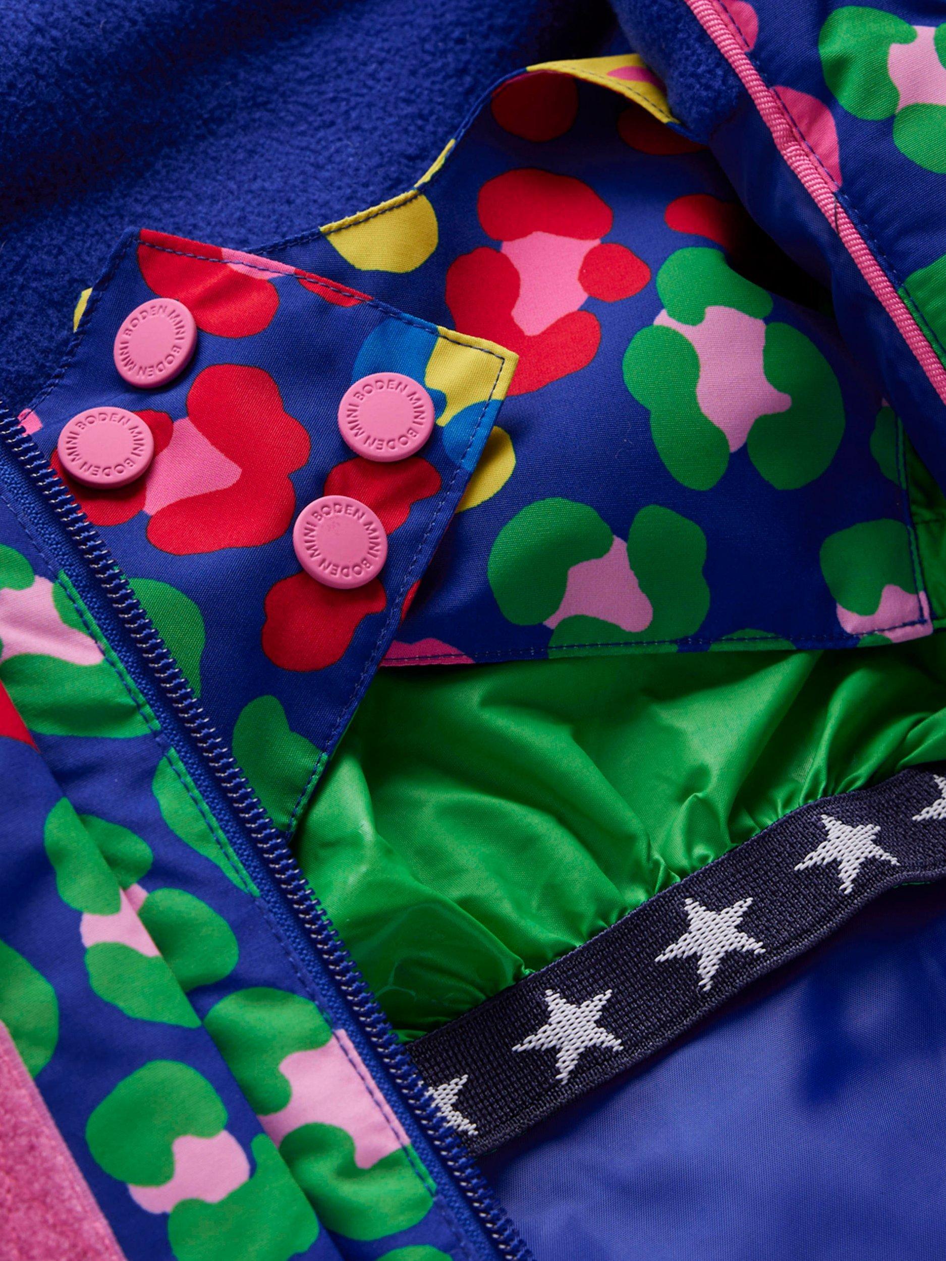 Product image 5 of 5, which shows Mini Boden Kids' Hooded Waterproof Coat, Multi Leopard, 11-12 years