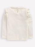 Mini Boden Kids' Cotton Frill Sleeve Top, Soft Ivory