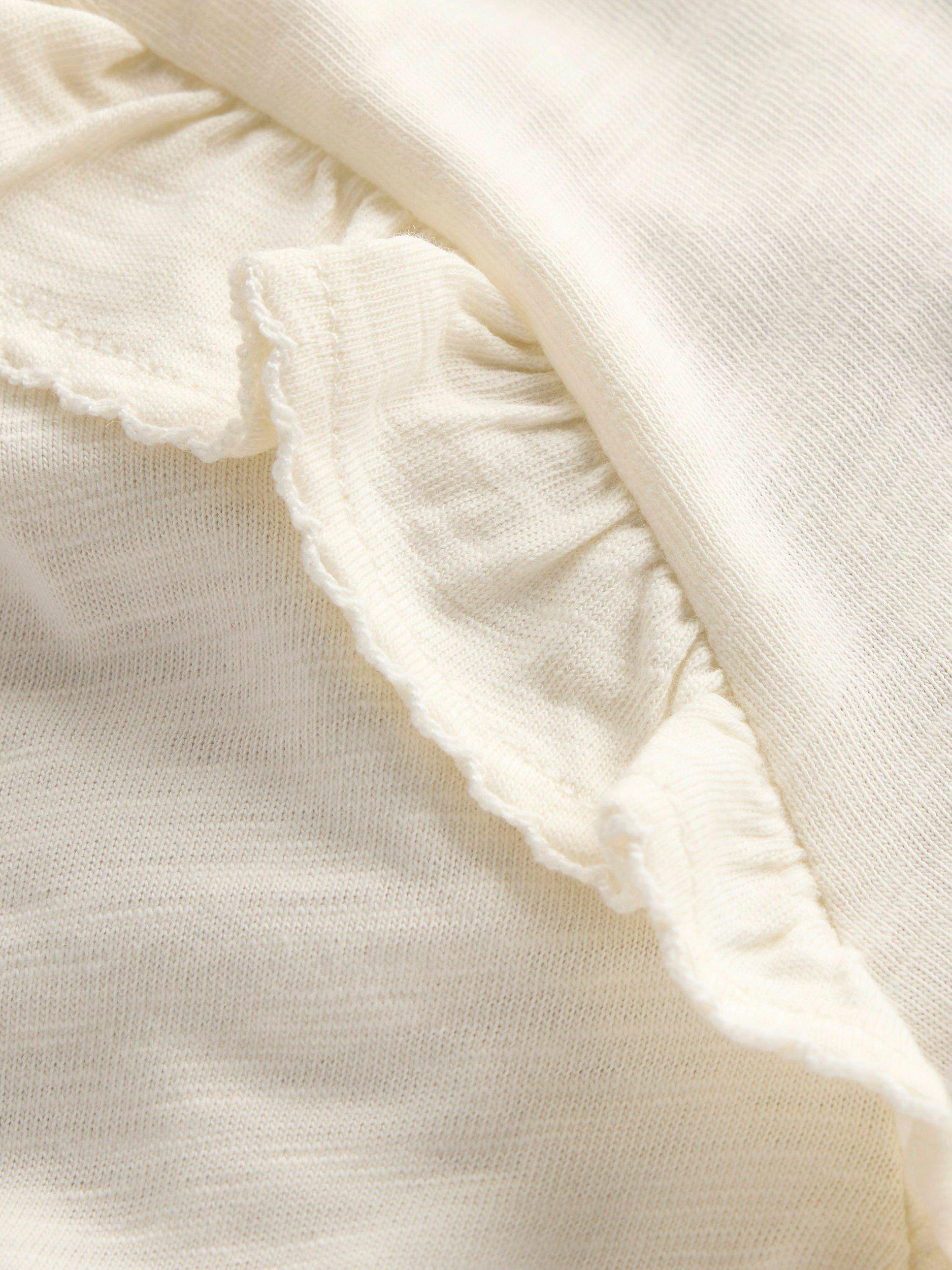Product image 3 of 3, which shows Mini Boden Kids' Cotton Frill Sleeve Top, Soft Ivory, 2-3 years