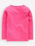 Mini Boden Kids' Cotton Long Sleeved Applique T-Shirt, Sorbet Pink Cat