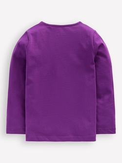 Mini Boden Kids' Riso Cotton Long Sleeved T-Shirt, Viola Purple Ghosts - view 2, Viola Purple Ghosts