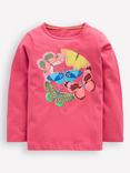 Mini Boden Kids' Riso Cotton Long Sleeved T-Shirt, Pink Butterflies