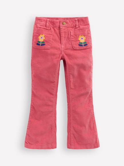 Mini Boden Kids' Corduroy Kick Flare Trousers, Rose Pink, Rose Pink