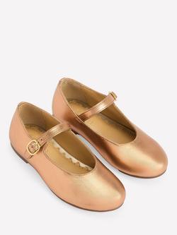 Mini Boden Kids' Metallic Leather Mary Jane Shoes, Bronze - view 2, Bronze
