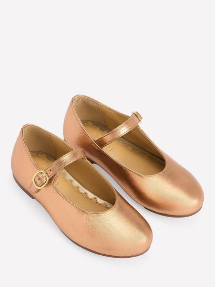 Mini Boden Kids' Metallic Leather Mary Jane Shoes, Bronze - view 2, Bronze