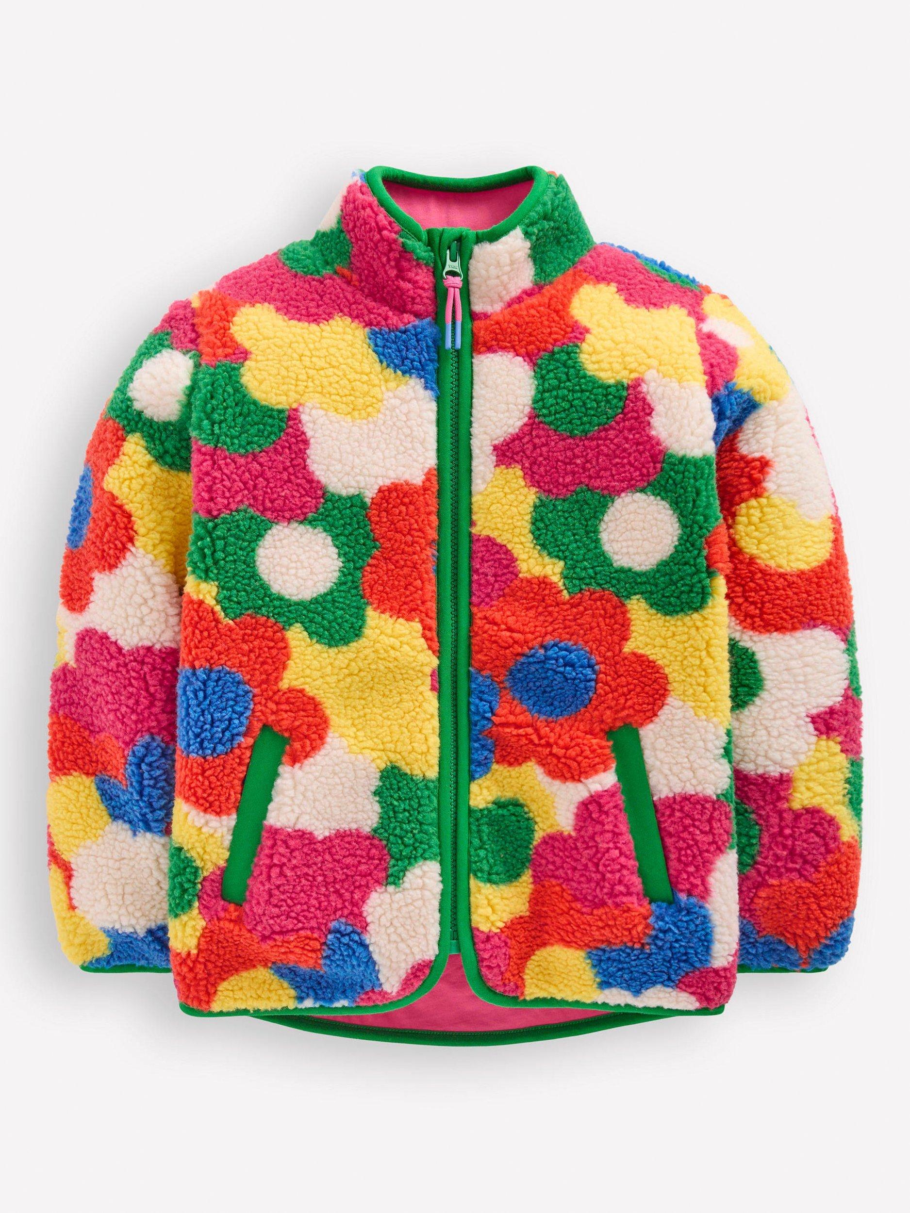 Product image 1 of 4, which shows Mini Boden Kids' Eden Borg Zip Jacket, Multi Flower Power, 10-11 years