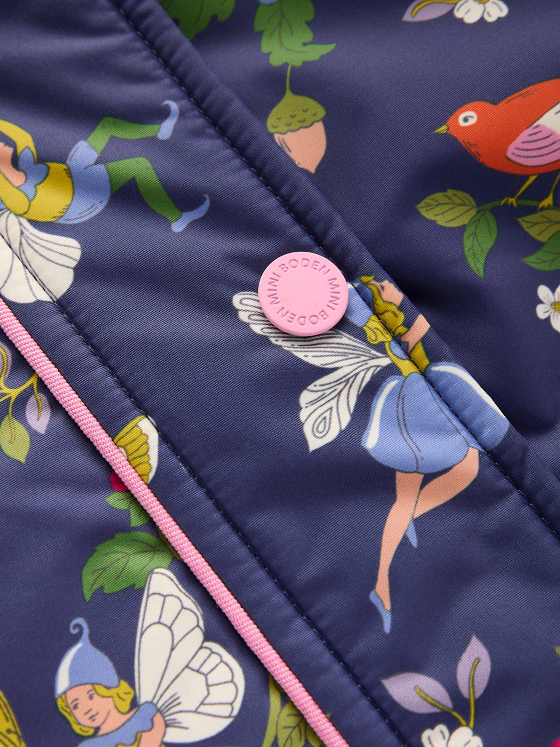 Product image 3 of 5, which shows Mini Boden Kids' Sherpa Lined Anorak, Blue Fairies, 2-3 years
