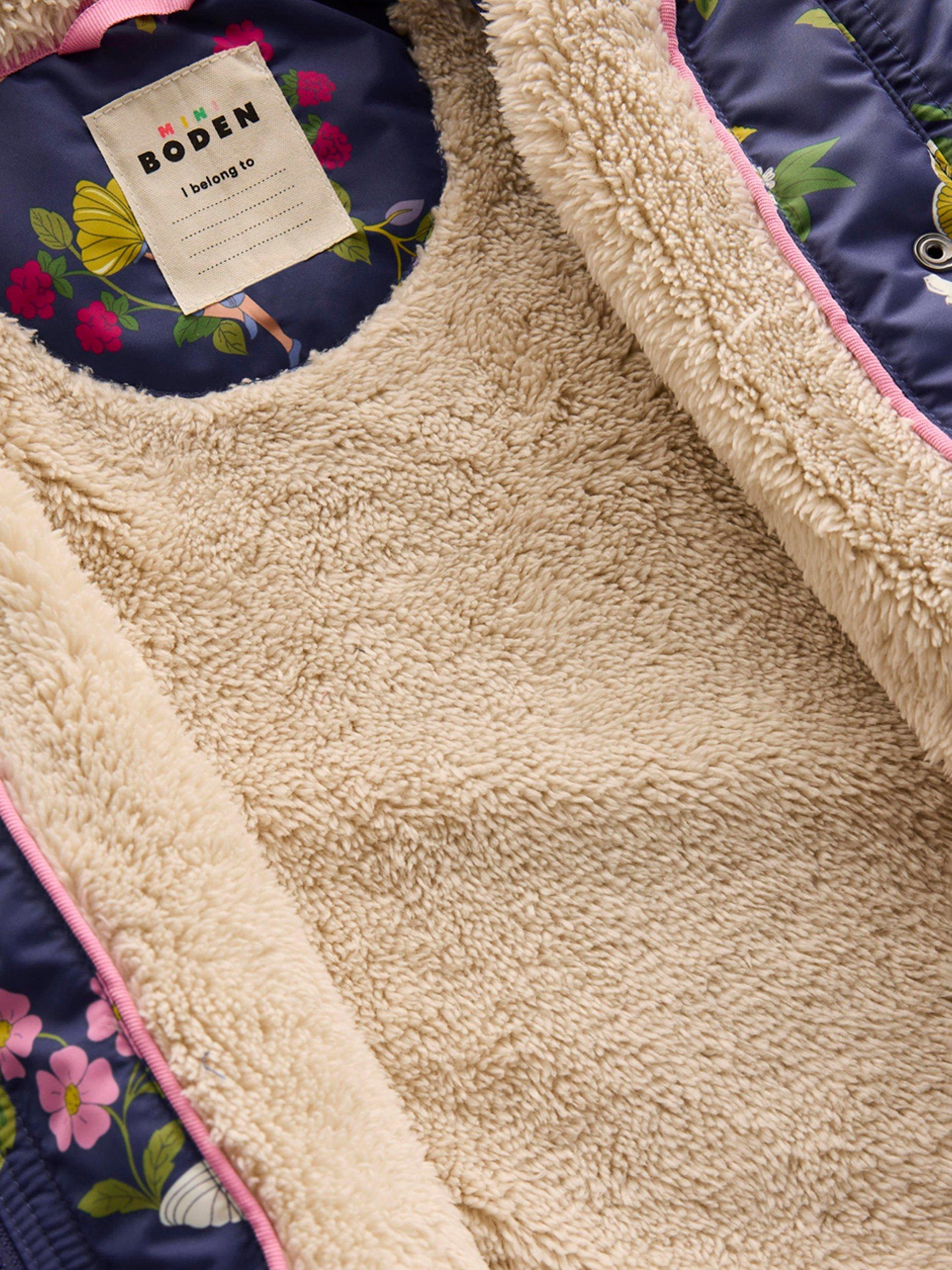 Product image 5 of 5, which shows Mini Boden Kids' Sherpa Lined Anorak, Blue Fairies, 2-3 years