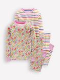 Mini Boden Kids' Cotton Long Sleeved Pyjamas, Pack of 2, Flowerbed Multi