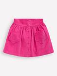 Mini Boden Kids' Corduroy Button Mini Skirt, Raspberry Pink