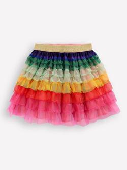Mini Boden Kids' Tulle Tiered Skirt, Rainbow, Rainbow