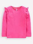 Mini Boden Kids' Cotton Frill Sleeve Top, Sorbet Pink