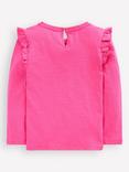 Mini Boden Kids' Cotton Frill Sleeve Top, Sorbet Pink