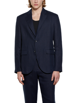 SISLEY Single Breasted Linen Blazer, Blue