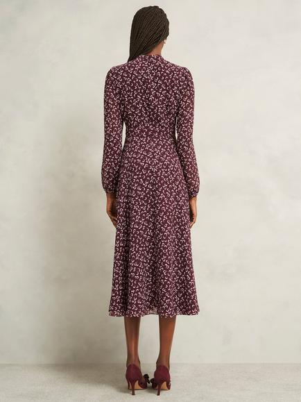 Hobbs Aurora Celestial Jersey Dress, Onyx Red/Multi - view 2, Onyx Red/Multi
